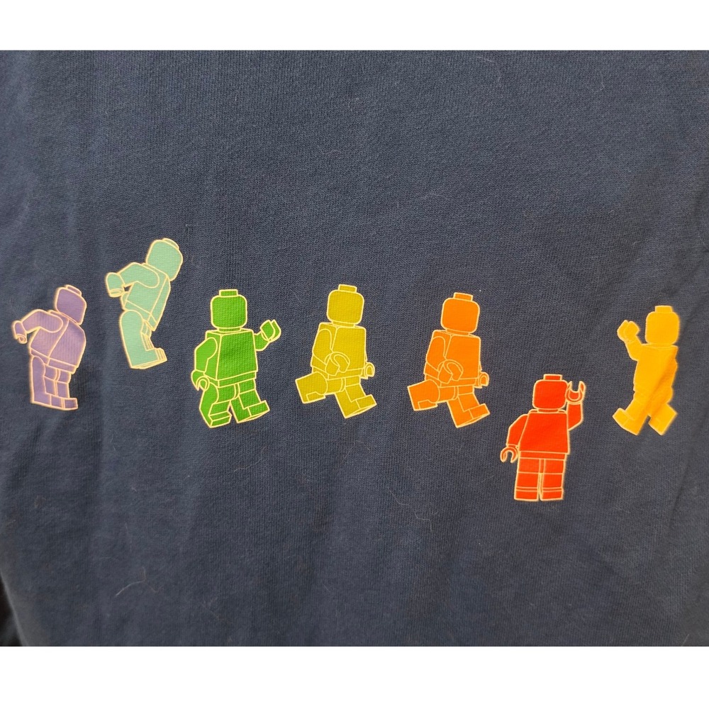 LEGO Minifigure Rainbow Graphic Hoodie Large Pullover Sweatshirt 2010
